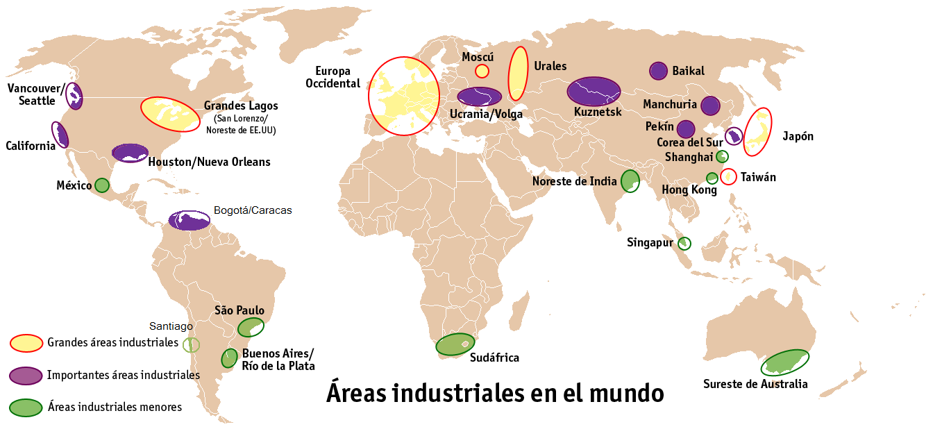 reas industriales mundo